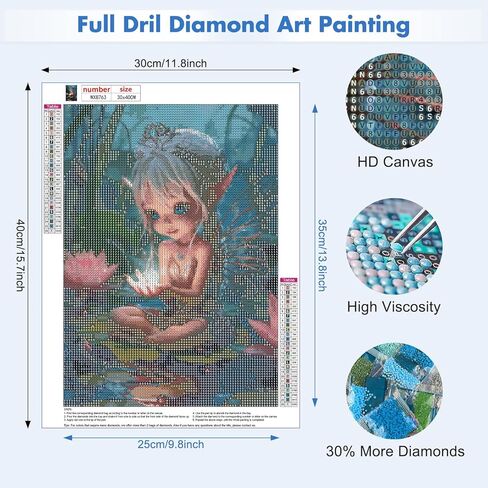 MAXBYE Elf Girl Diamond Art Painting Kits for Adults Beginners, Cute Elf DIY Full Drill Paint with Diamond, Diamond Art Kit Gem Art for Home Wall Decor 12x16inch in Saudi Arabia
