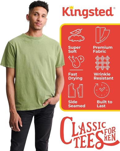 Kingsted T-Shirts for Men Pack - Royally Comfortable - Super Soft Premium Fabric - Well-Crafted Classic Tee in Saudi Arabia