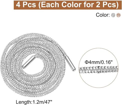 uxcell Rhinestone Shoe Laces Length Crystal Shoe Laces Diamond Drawstring Cords Replacement for Shorts Sneakers in Saudi Arabia