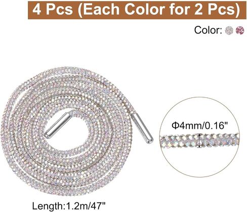 uxcell Rhinestone Shoe Laces Length Crystal Shoe Laces Diamond Drawstring Cords Replacement for Shorts Sneakers in Saudi Arabia