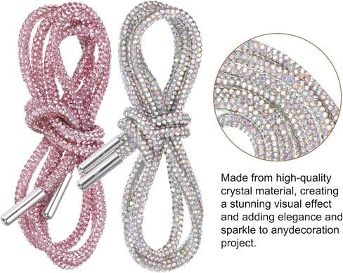 uxcell Rhinestone Shoe Laces Length Crystal Shoe Laces Diamond Drawstring Cords Replacement for Shorts Sneakers in Saudi Arabia