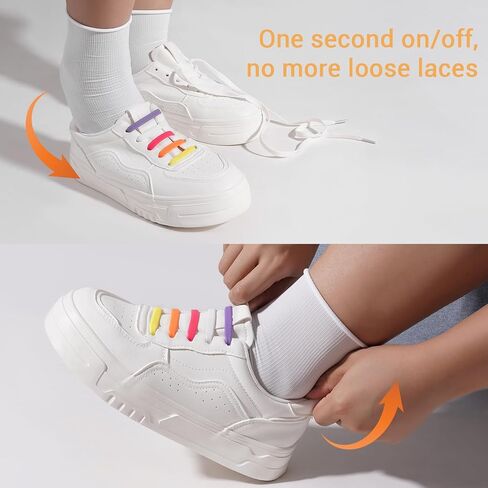 No Tie Shoelaces for Adults and Kids,Stretch Silicone Elastic Shoe Laces for Sneakers,Time-saving Easy to Clean in Saudi Arabia