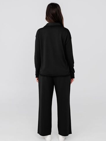 Glamaker Lounge Travel 2 Piece Sets Women Casual Airport Fall Outfit V Neck Long Sleeve Tracksuit Wide Leg Sweatsuit in Kuwait
