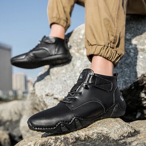 Men's Casual Italian Handmade High Top High Boots Slip-ons Suede Leather Driving Chukka Booties Outdoor Non-Slip Breathable Dress Shoes in Kuwait