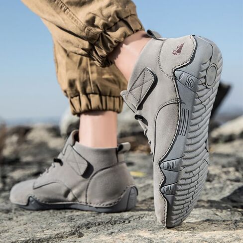 Men's Casual Italian Handmade High Top High Boots Slip-ons Suede Leather Driving Chukka Booties Outdoor Non-Slip Breathable Dress Shoes in Kuwait