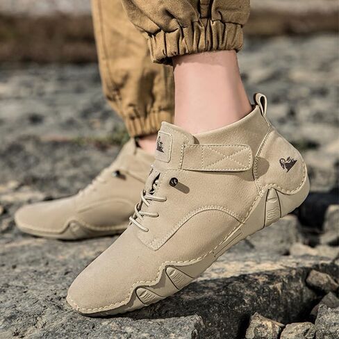 Men's Casual Italian Handmade High Top High Boots Slip-ons Suede Leather Driving Chukka Booties Outdoor Non-Slip Breathable Dress Shoes in Kuwait