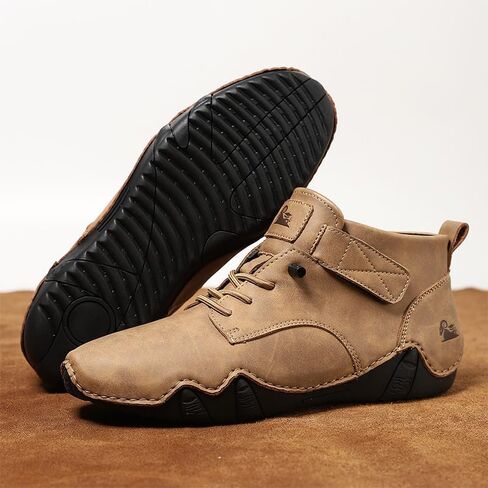 Men's Casual Italian Handmade High Top High Boots Slip-ons Suede Leather Driving Chukka Booties Outdoor Non-Slip Breathable Dress Shoes in Kuwait