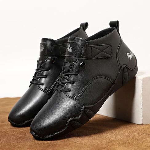 Men's Casual Italian Handmade High Top High Boots Slip-ons Suede Leather Driving Chukka Booties Outdoor Non-Slip Breathable Dress Shoes in Kuwait