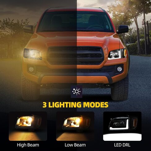 DWVO LED مجموعة المصابيح الأمامية متوافقة مع 2001-2004 01 02 03 04 تاكوما بيك اب شاحنة المصابيح الأمامية استبدال المصابيح الأمامية الإسكان الأسود عدسة واضحة + أضواء الوفير in Saudi Arabia