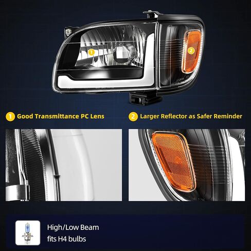 DWVO LED مجموعة المصابيح الأمامية متوافقة مع 2001-2004 01 02 03 04 تاكوما بيك اب شاحنة المصابيح الأمامية استبدال المصابيح الأمامية الإسكان الأسود عدسة واضحة + أضواء الوفير in Saudi Arabia