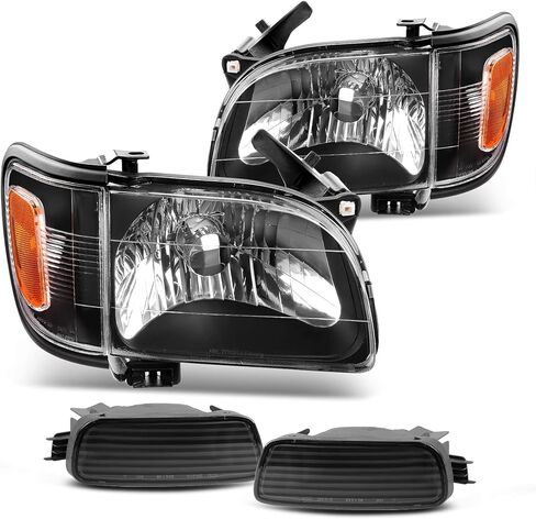 DWVO LED مجموعة المصابيح الأمامية متوافقة مع 2001-2004 01 02 03 04 تاكوما بيك اب شاحنة المصابيح الأمامية استبدال المصابيح الأمامية الإسكان الأسود عدسة واضحة + أضواء الوفير in Saudi Arabia