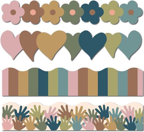 68 Ft Boho Bulletin Board Borders Retro Groovy Classroom Decorations Rainbow Boho Polk Dot Trims for Cottage Pastel Pop Dasiy Flower Smile Face Preppy Hippe Disco Checkered Classroom Decor(Boho Dot) in Saudi Arabia