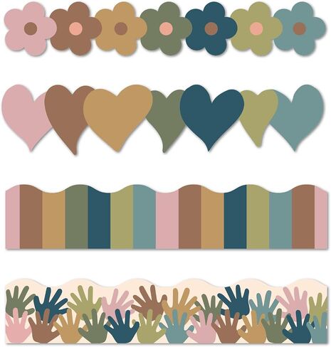 68 Ft Boho Bulletin Board Borders Retro Groovy Classroom Decorations Rainbow Boho Polk Dot Trims for Cottage Pastel Pop Dasiy Flower Smile Face Preppy Hippe Disco Checkered Classroom Decor(Boho Dot) in Saudi Arabia