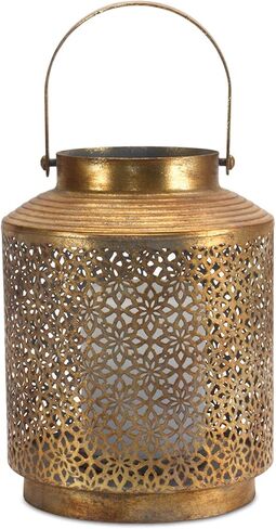 فانوس شموع مزخرف من ميلروز، ارتفاع 21.5 سم، حديد وزجاج، ديكور موسم العطلات in Kuwait