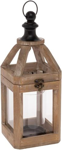 Boston International Wood, Metal, & Glass Decorative Lantern/Candle Holder, 18-Inches, Black Corsica in Saudi Arabia