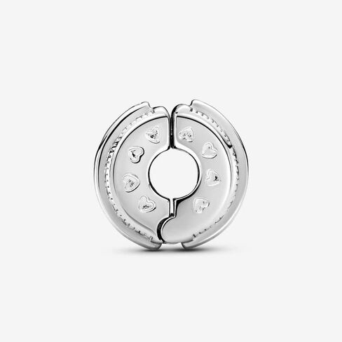 PANDORA Sparkling Pavé Lines & Logo Clip Charm - أساور اللحظات المتوافقة - مجوهرات للنساء - هدية للنساء في حياتك - مصنوعة من الفضة الاسترليني والزركونيا المكعبة، مع صندوق هدايا in Saudi Arabia