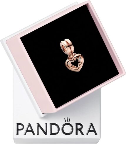 PANDORA Linked Sister Hearts Split Dangle Charm - لحظات متوافقة - مجوهرات نسائية مذهلة - مصنوعة من الورد والزركونيا المكعبة - مع صندوق هدايا in Saudi Arabia