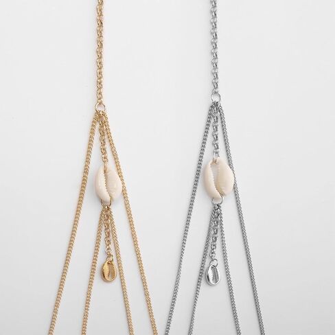 Bohemia Layered Shell Leg Chain Thigh Chain Silver Thigh Chain Vintage Seashell Thigh Chain Body Chain Beach Shell Pendant Body Chain Leg Chain Jewelry for Women and Girls (Silver) in Saudi Arabia