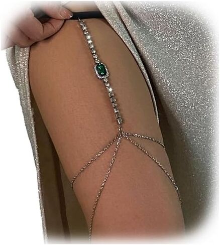 Rhinestsone Heart Leg Thigh Chain Jewelry Summer Beach Bikini Butterfly Leg Chain Adjustable Elastic Crystal Thigh Body Chain Jewelry for Women in Kuwait