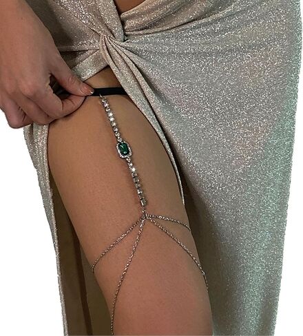 Rhinestsone Heart Leg Thigh Chain Jewelry Summer Beach Bikini Butterfly Leg Chain Adjustable Elastic Crystal Thigh Body Chain Jewelry for Women in Kuwait