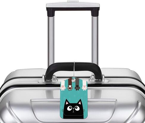 2 Pack PU Leather Luggage Tag for Suitcase Cute Cat and Paw Suitcase Tags with Privacy Name ID Label and Stainless Steel Loop for Travel Bag Suitcase in Kuwait