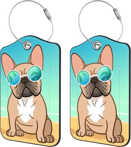 2 Pack PU Leather Luggage Tag for Suitcase Cute Cat and Paw Suitcase Tags with Privacy Name ID Label and Stainless Steel Loop for Travel Bag Suitcase in Kuwait