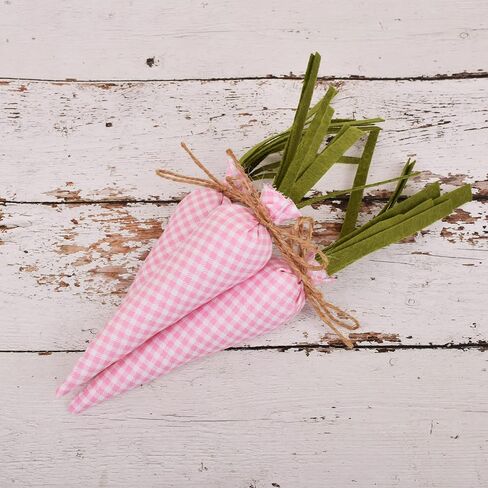 Easter Carrot 5 Pcs, Crafts Easter Decoration, Colorful Stuffed Fabric Carrot, Plaid Print Felt Carrot Decor, DIY Farmhouse Decor for Party (Mixed Color) in Saudi Arabia
