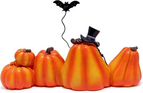 Hodao Halloween Pumpkin Decoration Handmade Pumpkin Figurines for Halloween Decor Thanksgiving Tabletop Pumpkin Decor Halloween Pumpkin with Iron Bat Decoration Indoor Porch Decor (Orange-2) in Saudi Arabia