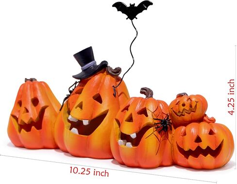 Hodao Halloween Pumpkin Decoration Handmade Pumpkin Figurines for Halloween Decor Thanksgiving Tabletop Pumpkin Decor Halloween Pumpkin with Iron Bat Decoration Indoor Porch Decor (Orange-2) in Saudi Arabia