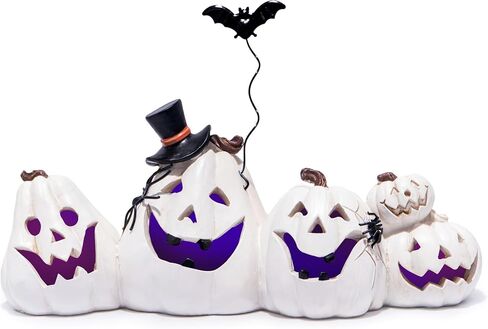 Hodao Halloween Pumpkin Decoration Handmade Pumpkin Figurines for Halloween Decor Thanksgiving Tabletop Pumpkin Decor Halloween Pumpkin with Iron Bat Decoration Indoor Porch Decor (Orange-2) in Saudi Arabia