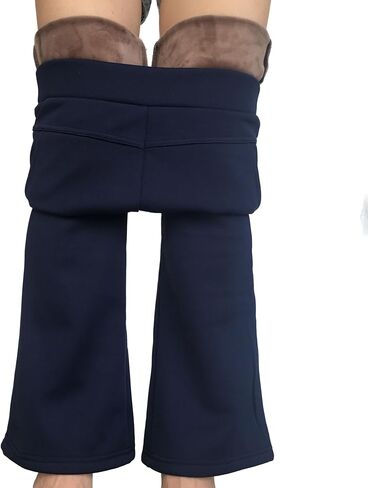 سروال عمل نسائي مبطن بالصوف من Fakanhui سروال عمل شتوي دافئ عالي الخصر قابل للسحب على فستان عمل متوهج سراويل كاجوال in Kuwait