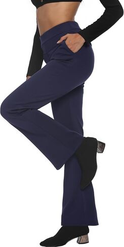 سروال عمل نسائي مبطن بالصوف من Fakanhui سروال عمل شتوي دافئ عالي الخصر قابل للسحب على فستان عمل متوهج سراويل كاجوال in Kuwait