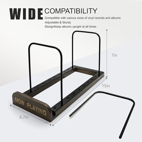 MinBoo Vinyl Record Stand Bamboo Magazine Holders Vinyl Record Storage with Non-slip Grooves Metal Rack Home Decor Organizer for Vinyl Record in Saudi Arabia