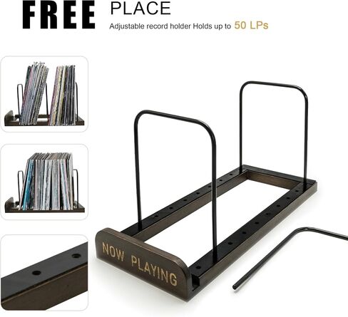 MinBoo Vinyl Record Stand Bamboo Magazine Holders Vinyl Record Storage with Non-slip Grooves Metal Rack Home Decor Organizer for Vinyl Record in Saudi Arabia