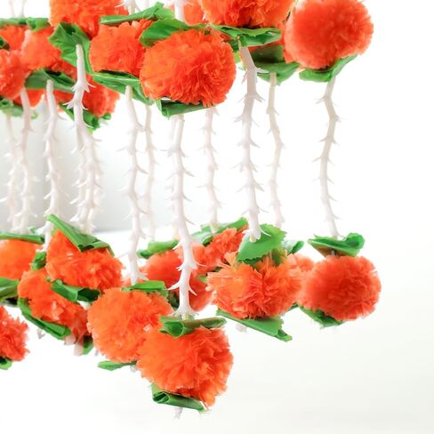 THE ART BOX 5.2Ft Artificial Flowers Marigold Garlands with Green Leaves Silk Vines for Wedding Diwali Christmas Halloween Decorations Floral Arch Party Garden Home Decor (5 Pcs) in Kuwait