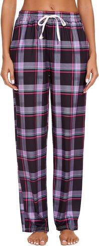 Womens Pajama Pants Plaid Sleep Lounge Pj Bottoms With Pockets in Saudi Arabia