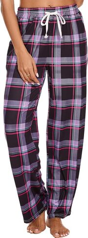 Womens Pajama Pants Plaid Sleep Lounge Pj Bottoms With Pockets in Saudi Arabia