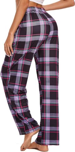Womens Pajama Pants Plaid Sleep Lounge Pj Bottoms With Pockets in Saudi Arabia