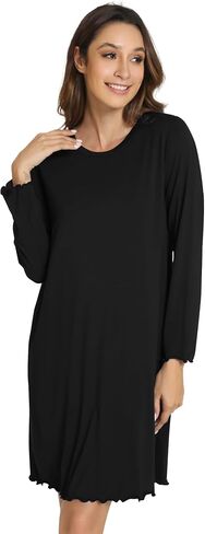 WiWi Women's Long-sleeved Nightdress Nightgowns for Women Crew Neck Sleepwear-Viscose from Bamboo S-XXL in Saudi Arabia