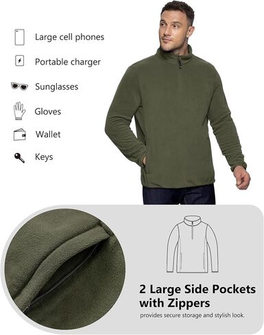 33,000ft Men's Quarter-Zip Polar Fleece Jacket, Long Sleeve Half Zip Fleece Pullover Sweaters Thermal Golf Sweatshirt in Saudi Arabia