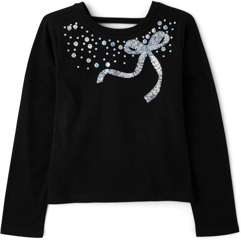 The Children's Place Girls' Long Sleeve Graphic Top with Back Detail in Saudi Arabia