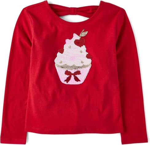 The Children's Place Girls' Long Sleeve Graphic Top with Back Detail in Saudi Arabia