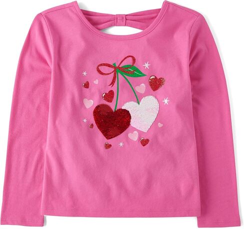 The Children's Place Girls' Long Sleeve Graphic Top with Back Detail in Saudi Arabia