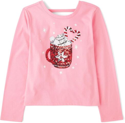 The Children's Place Girls' Long Sleeve Graphic Top with Back Detail in Saudi Arabia