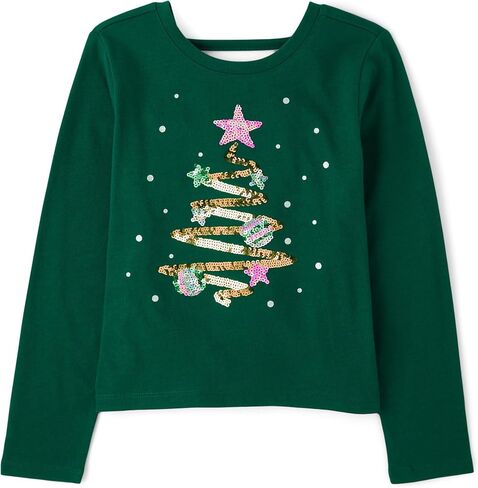 The Children's Place Girls' Long Sleeve Graphic Top with Back Detail in Saudi Arabia