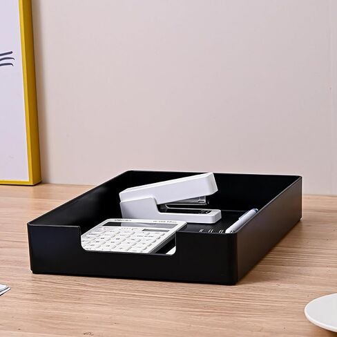 Paper Tray Organizer for Desk, 2pcs Stackable Letter Tray, Desk Drawer Organizer, Front-Load A4 Paper File Folder Magazine Storage Holder, Office Desktop Accessories Workspace Document Organizer in Saudi Arabia