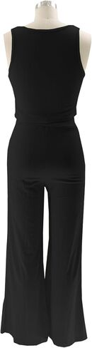 Ekaliy Women's 2 Piece Outfit Sexy Crop Tank Top and High Split Wide Leg Pants Sets Elegant Going Out Suit in Kuwait