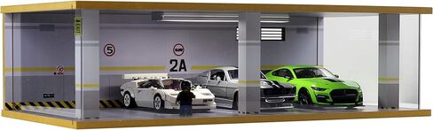 1/24 Scale Die-cast Car Garage Display Case with Clear Acrylic Cover and LED Lighting for 4 Parking Space (1:24-4 Parking 2A) in Saudi Arabia