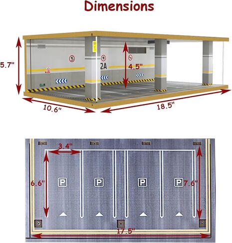 1/24 Scale Die-cast Car Garage Display Case with Clear Acrylic Cover and LED Lighting for 4 Parking Space (1:24-4 Parking 2A) in Saudi Arabia
