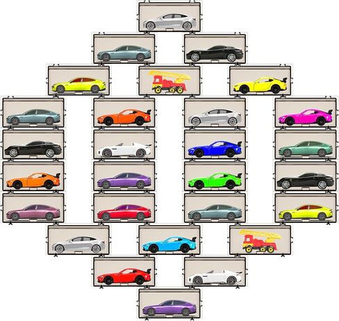 Yousoontic 48 قطعة 1/64 تكويم سيارات لعبة تخزين واضح سيارة صندوق عرض تخزين مقياس سيارات مصنوعة بالضغط سيارات لعبة تخزين للسيارات الصغيرة in Kuwait